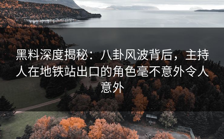黑料深度揭秘：八卦风波背后，主持人在地铁站出口的角色毫不意外令人意外