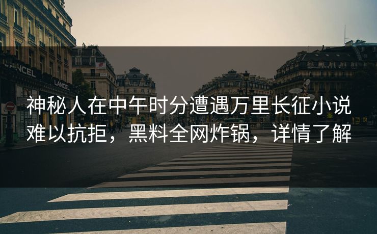 神秘人在中午时分遭遇万里长征小说难以抗拒,黑料全网炸锅,详情了解